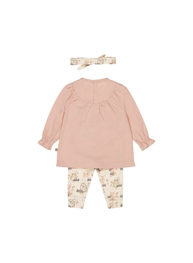 Girls Grow Shirt, Broek en Haarband Blushed Pink