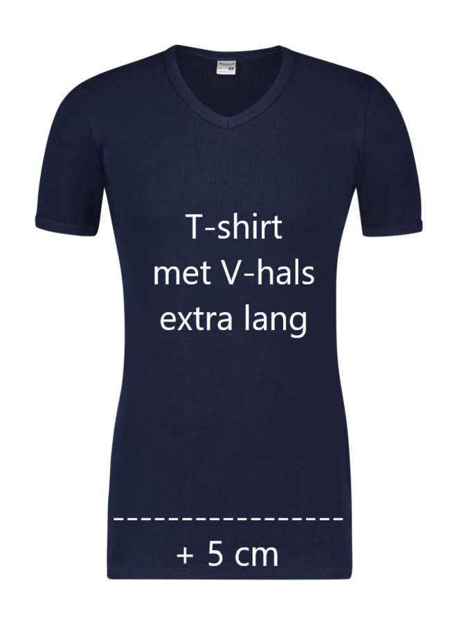 M3000 Heren T-Shirt V-Hals Extra Lang Marine