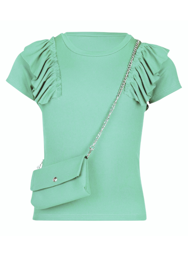 Shirt met tasje  Mint groen