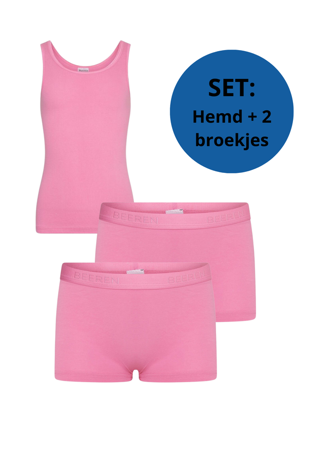 Meisjes Set: Hemd en 2 Boxers Roze