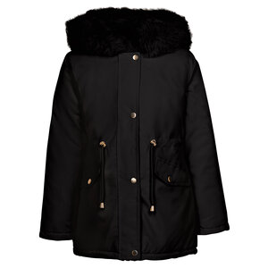 Jas gevoerd met bont Zwart