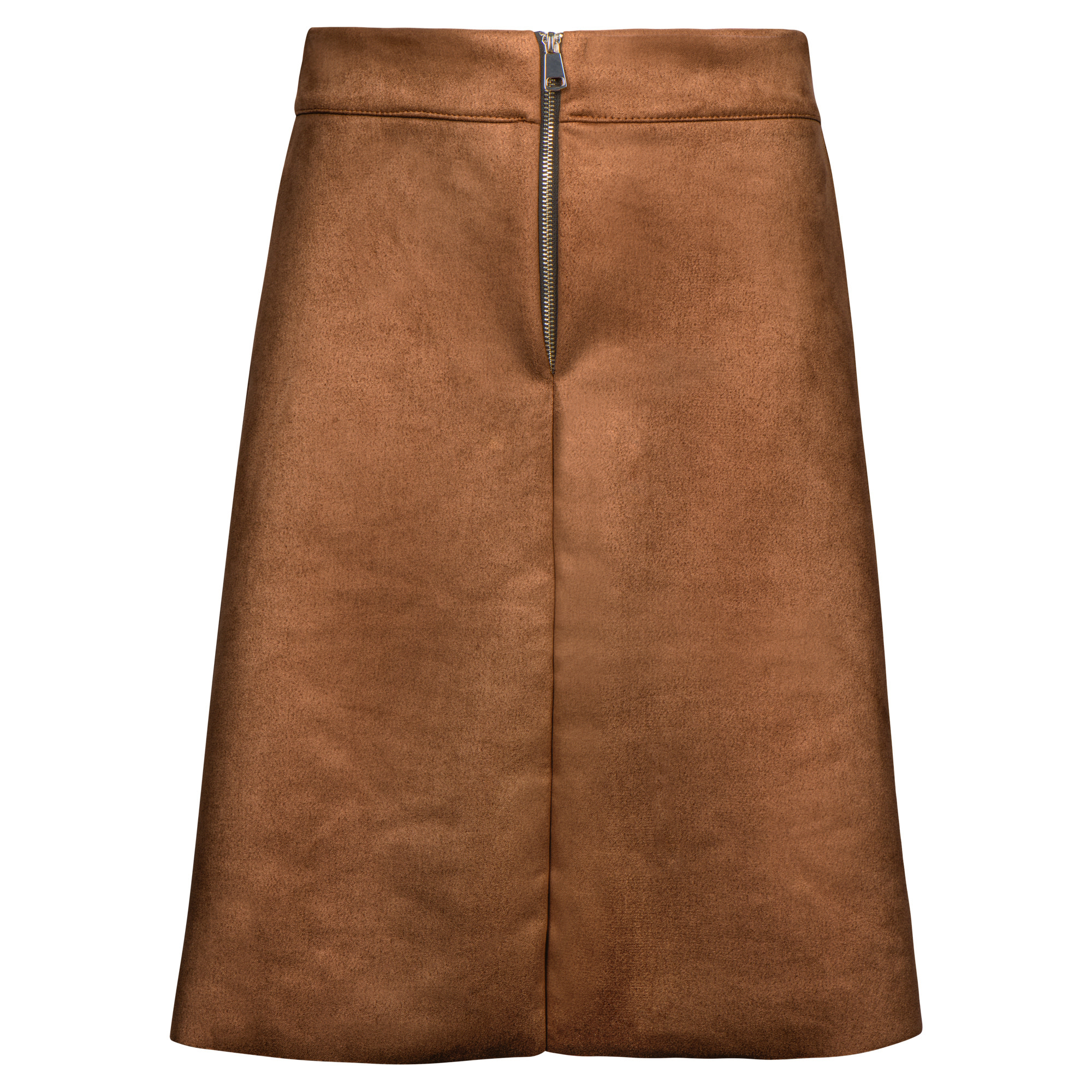 Rok Sophie knielengte Suedine Camel