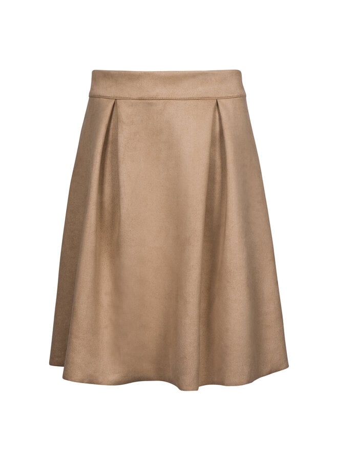 Rok Lina knielengte Suedine Beige