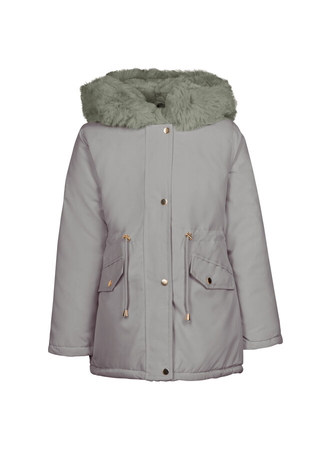 Jas gevoerd met bont Dusty Green