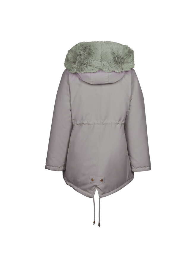 Jas gevoerd met bont Dusty Green