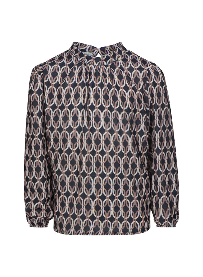 Blouse Olga Print Zwart / Beige