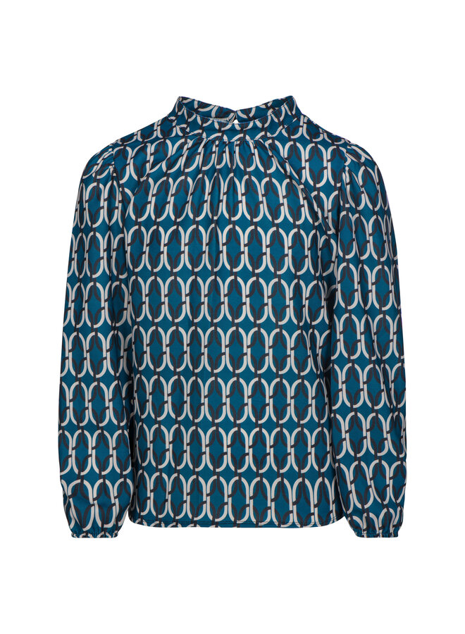 Blouse Ottelien met printje  Blauw/ Beige