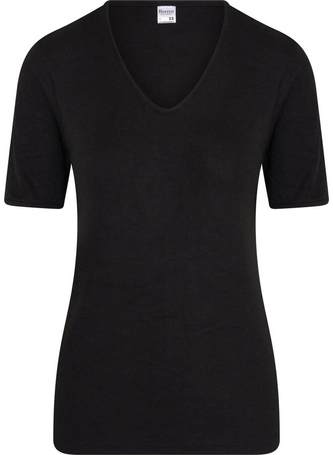 Thermo Dames T-Shirt V hals Zwart