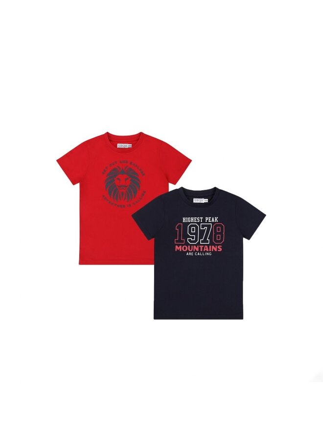 T-Shirt 2-pack Rood/Navy