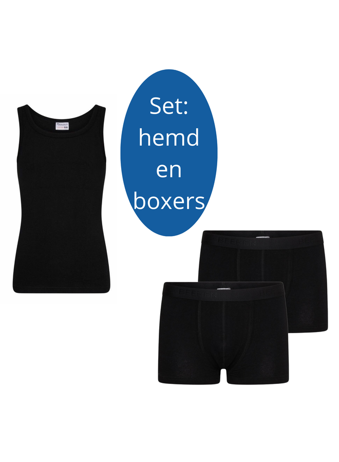 Jongens Set: Hemd en 2 Boxers Zwart
