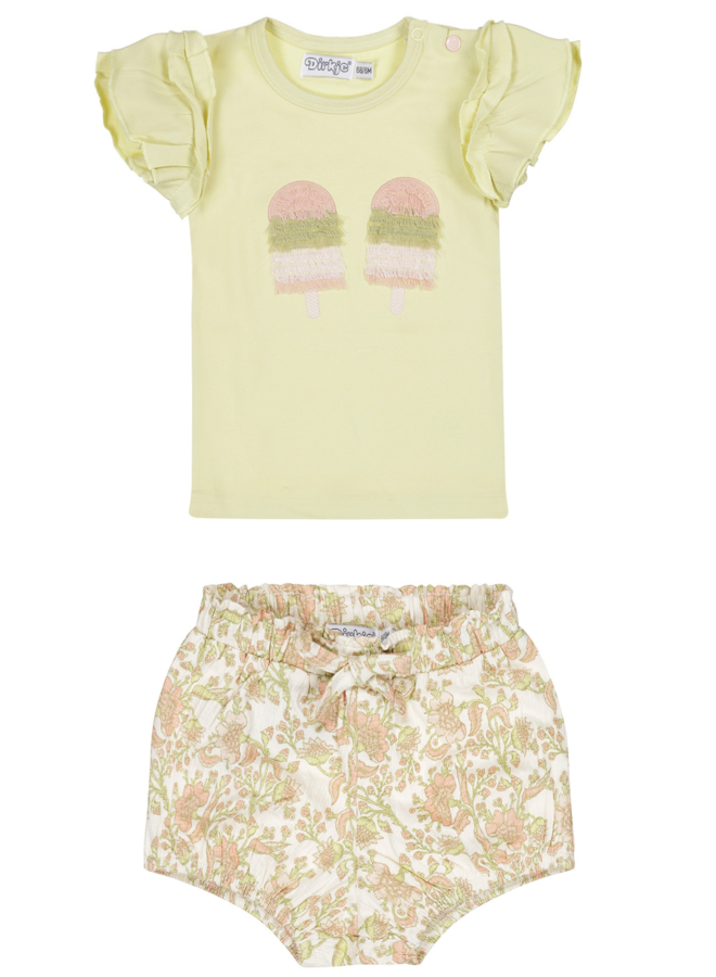 Shirt met ijsjes en Short Gebloemd