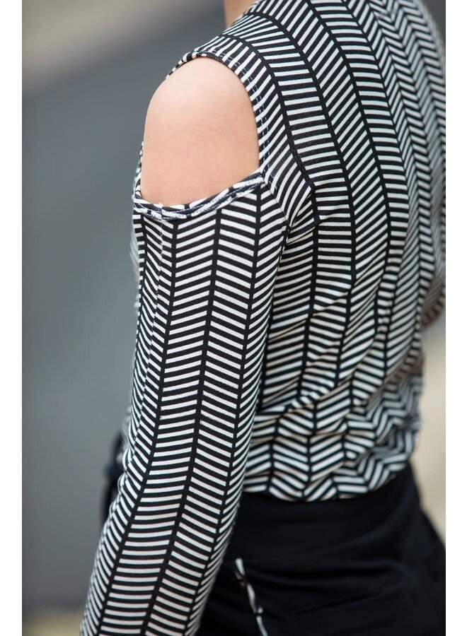 Shirt met open schouders Chevron