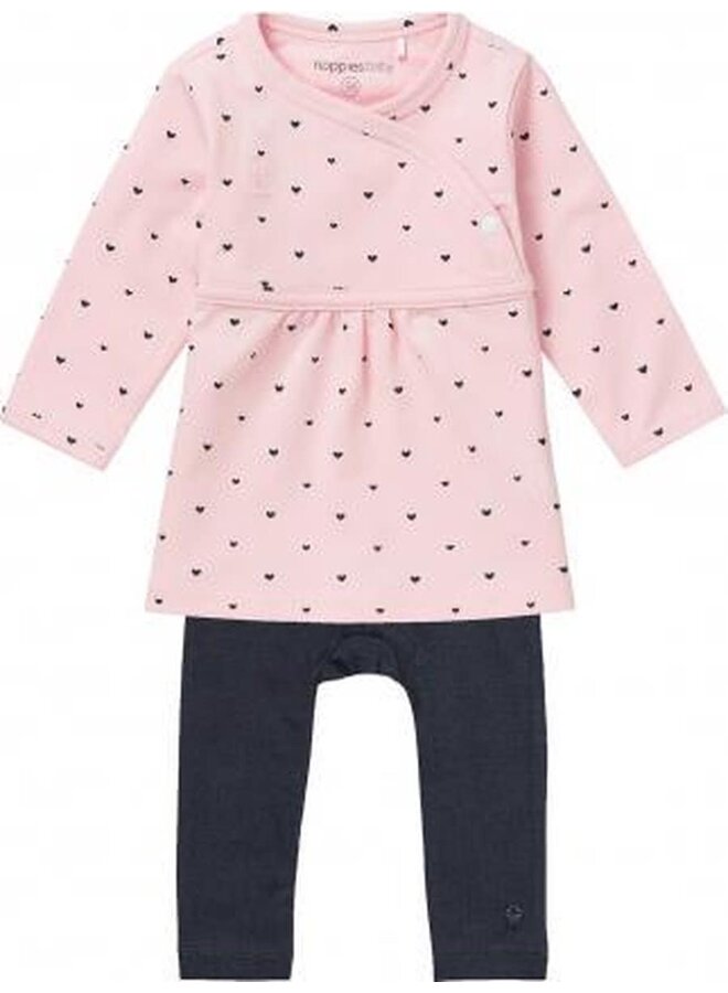 Set 2 delig: Jurkje en legging Roze/Marine