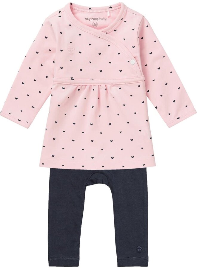 Set 2 delig: Jurkje en legging Roze/Marine