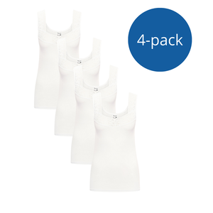 Beeren bodywear Dameshemd Dianne met kant 4-pack Wit Dameshemd Dianne met kant 4-pack Wit