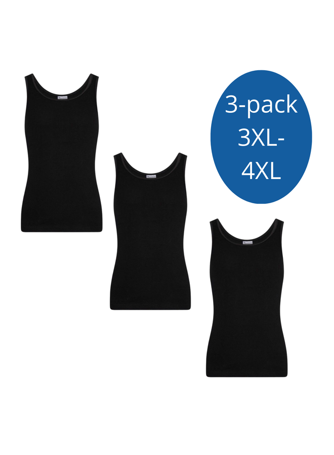 Heren Hemd 3- pack Zwart Katoen Grote Maten