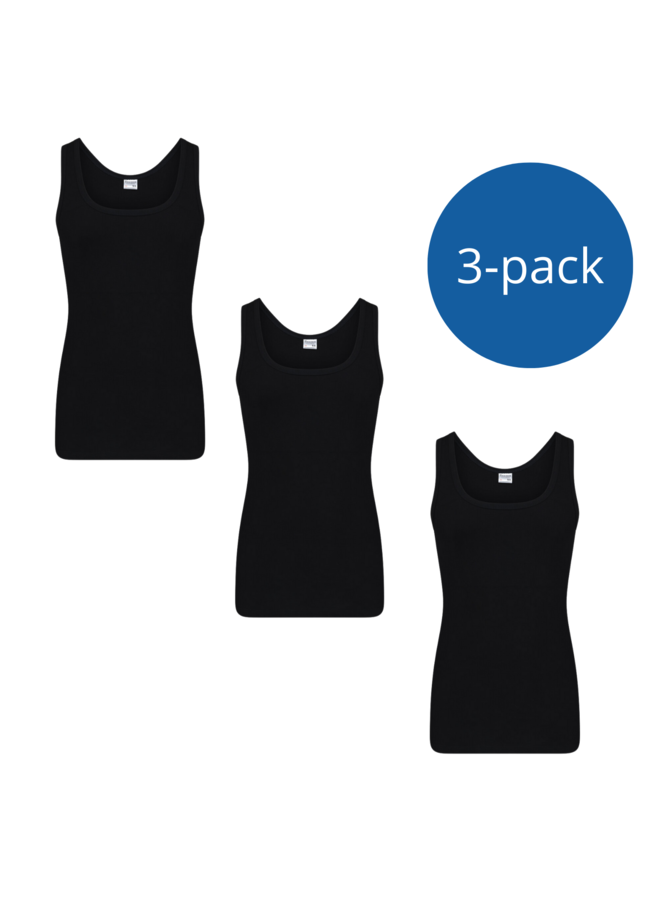 Heren Hemd 3- pack Zwart Katoen