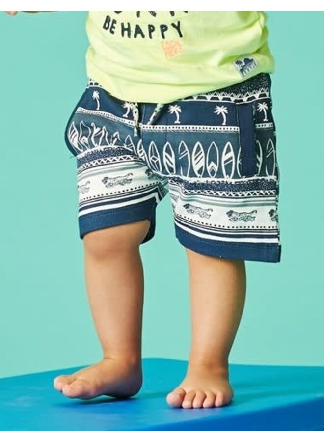 Mini Wanderer Short Indigo AOP