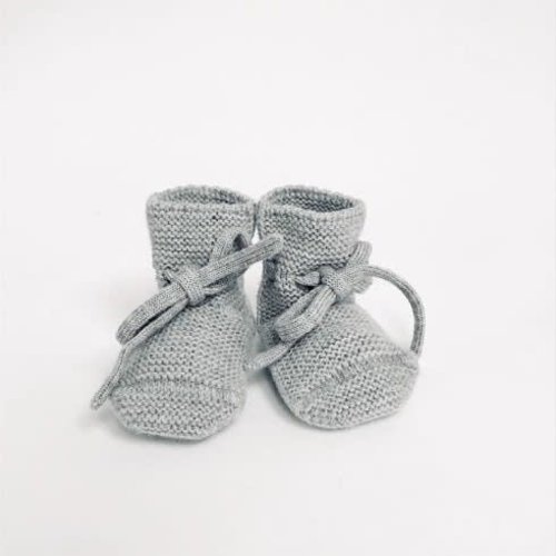 Hvid Booties Grey Melange Merinowol