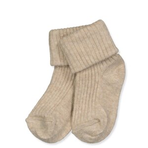 Cotton Rib Baby Socks - Beige Melange