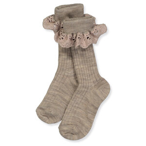 Lea  Socks - Lace - Light Brown Melange