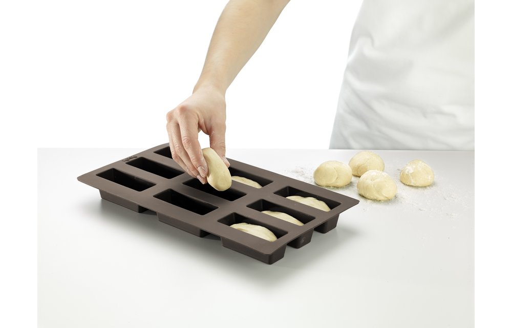 Lékué bakvorm uit silicone voor 9 rechthoekige mini broodjes