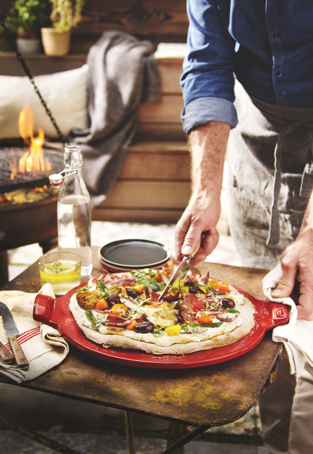 Emile Henry Pizzasteen glad E-Box - Ø365mm - Grand Cru