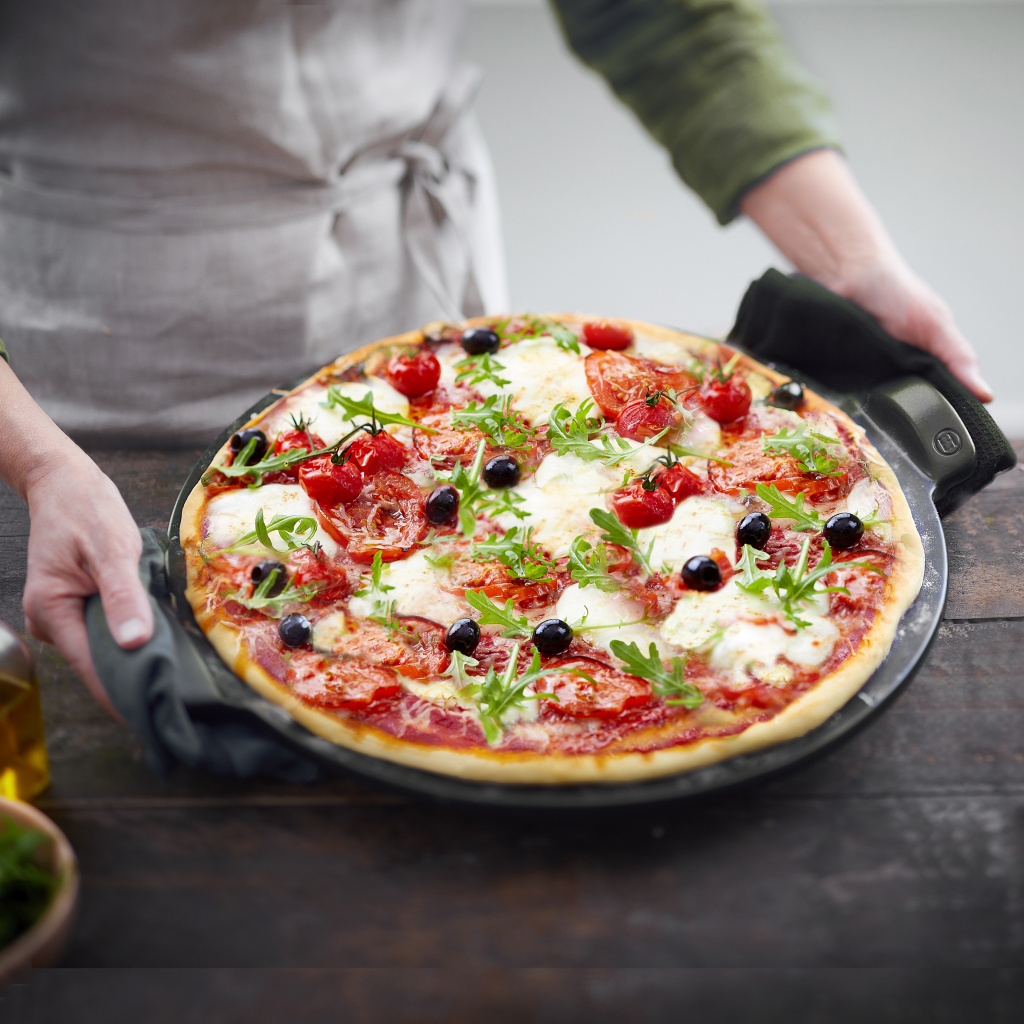 Emile Henry Pizzasteen glad E-box - Ø365mm - Fusain