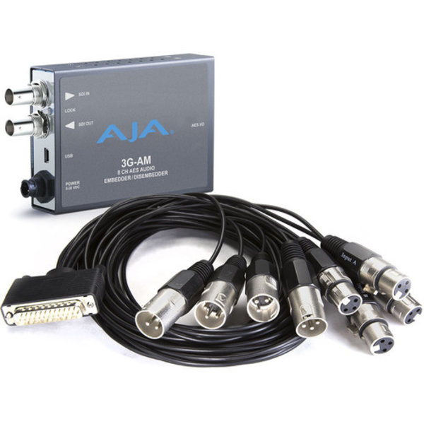 AJA AJA 3G-AM-XLR 3G-SDI 8-Channel AES Embedder/Disembedder, XLR breakout cable
