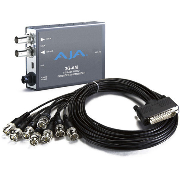 AJA AJA 3G-AM-BNC 3G-SDI 8-Channel AES Embedder/Disembedder, BNC Breakout Cable