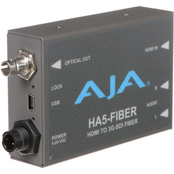 AJA AJA HA5-FIBER HDMI to ST Fiber, 3G/HD/SD Over Fiber Protocol