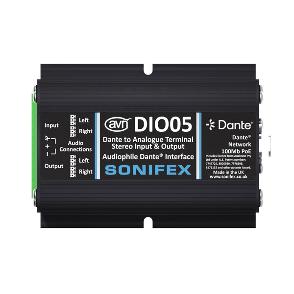 Sonifex Sonifex AVN-DIO05 Dante® to Analogue Terminal Block Stereo Input & Output