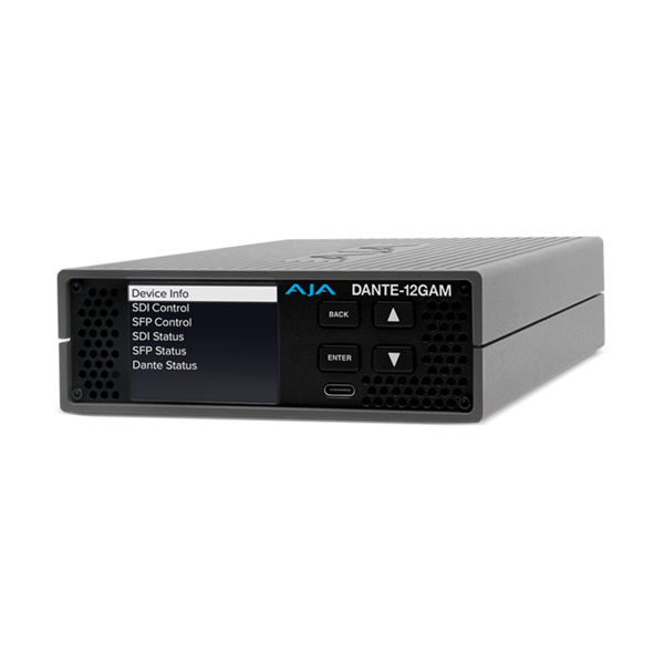 AJA AJA-DANTE-12GAM-TR-LC, 2x 12G 64-Ch SDI Audio Embedder/Disembedder with LC Fiber SFP