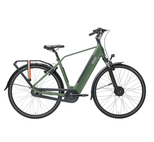 Elektrische stadsfiets heren Kopen?✓ Qwic e-bike urban fn7lite army green -  AktieBikes.nl