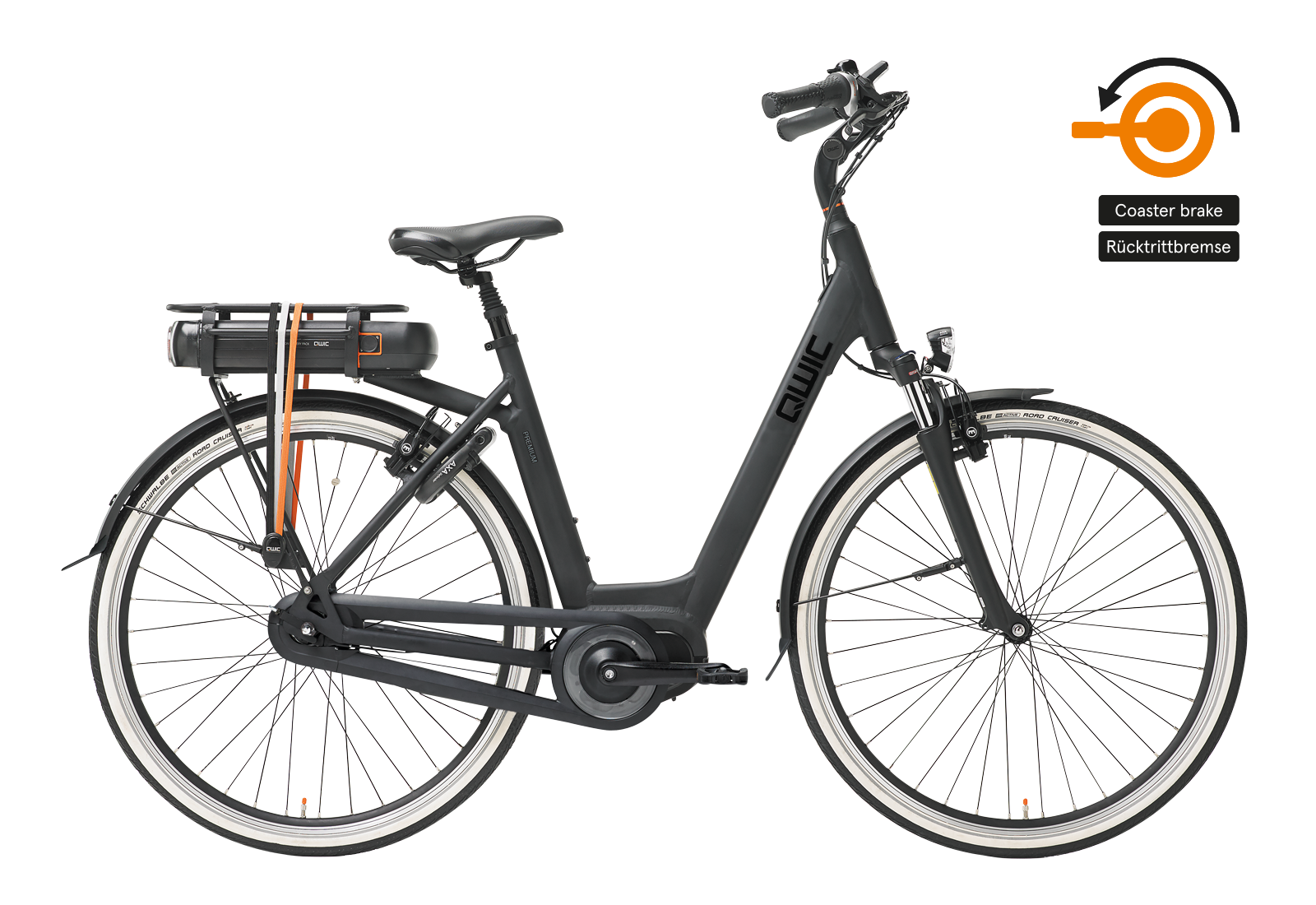 Elektrische stadsfiets dames Kopen?✓ Qwic e-bike premium mn7c matte black -  AktieBikes.nl