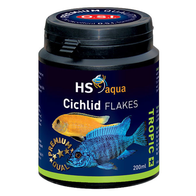 HS Aqua / O.S.I. Cichlid flakes 200 ml/35 g, cichliden vlokkenvoer