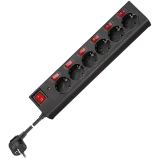 Goobay Stekkerdoos met overspanningsbeveiliging, 6-voudig