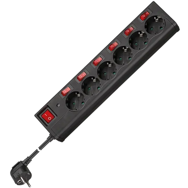 Goobay Stekkerdoos met overspanningsbeveiliging, 6-voudig