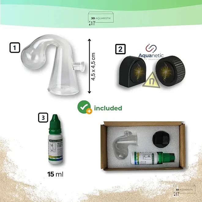 3D Aquaristik CO2 Drop Checker met magneetbevestiging