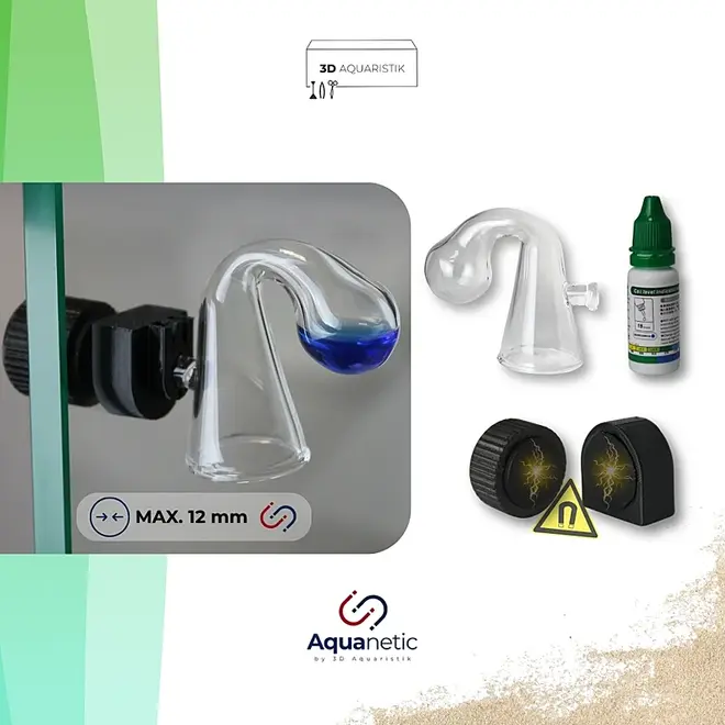 3D Aquaristik CO2 Drop Checker met magneetbevestiging