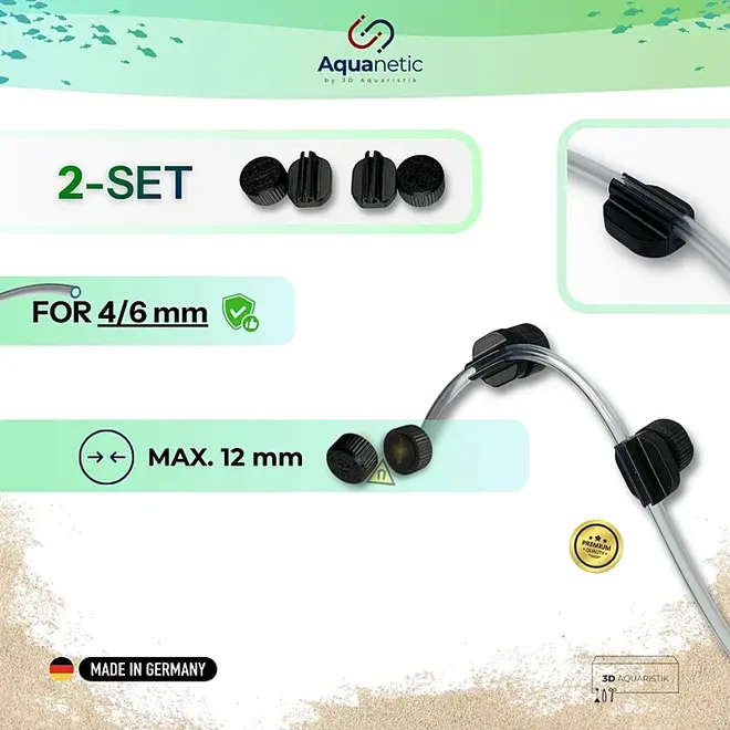 3D Aquaristik Magnetische Slanghouder 4/6 mm 2 stuks