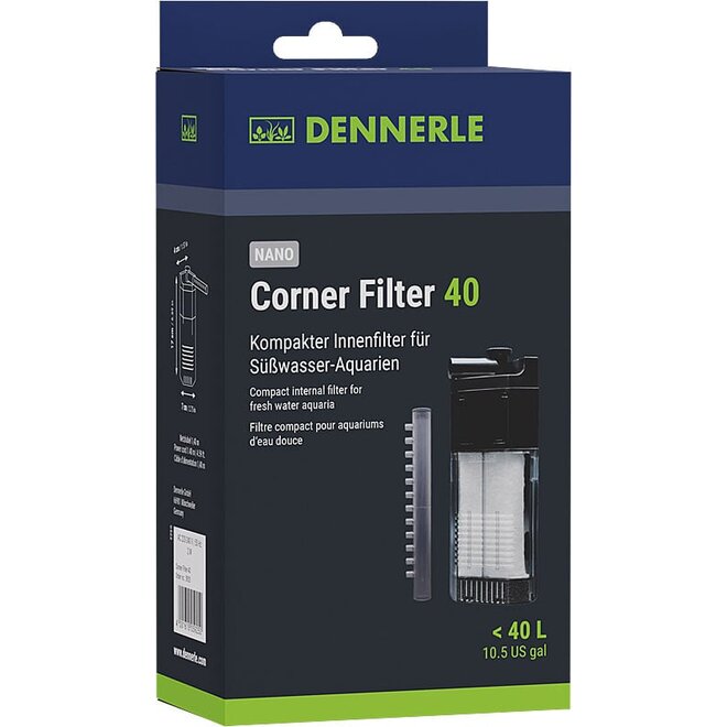 Dennerle Nano Corner Filter 40 incl. 2 filterelementen – waarvan 1 gratis