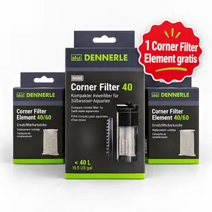 Dennerle Nano Corner Filter 40 incl. 2 filterelementen – waarvan 1 gratis