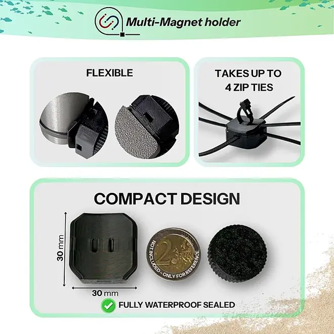 3D Aquaristik Magneethouder met kabelbinders