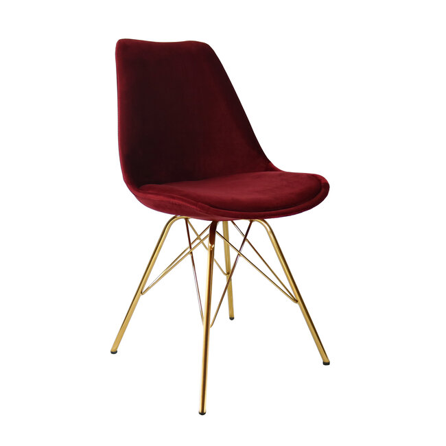 Kick Collection Kuipstoel Velvet Rood - Goud frame