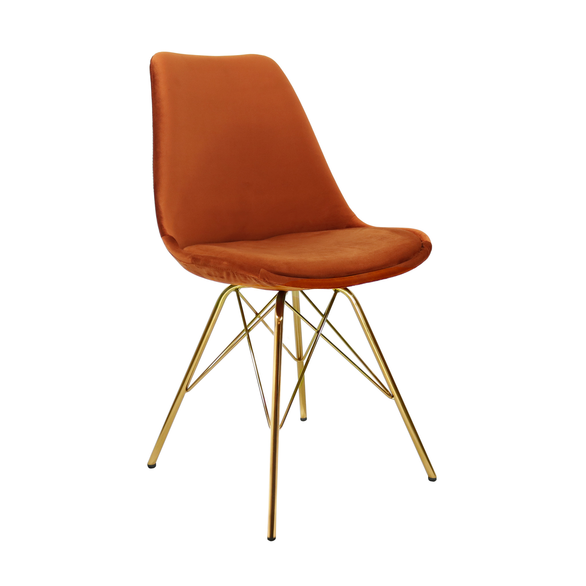 Kick Kuipstoel Velvet Oranje Goud frame Hippe Stoelen