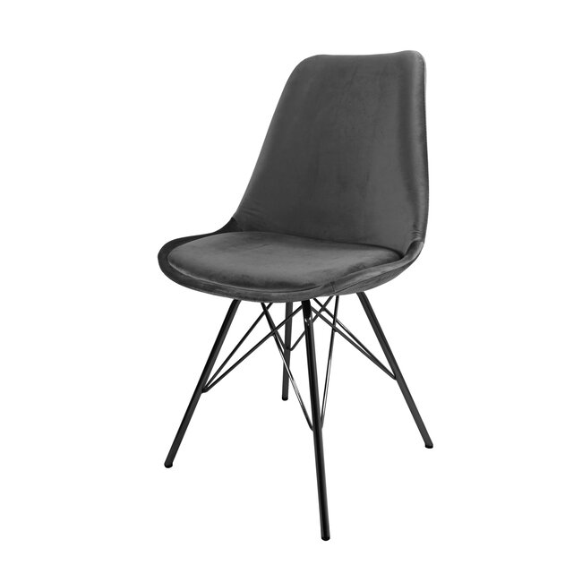 Kick Collection Kuipstoel Velvet Donker Grijs - Zwart frame