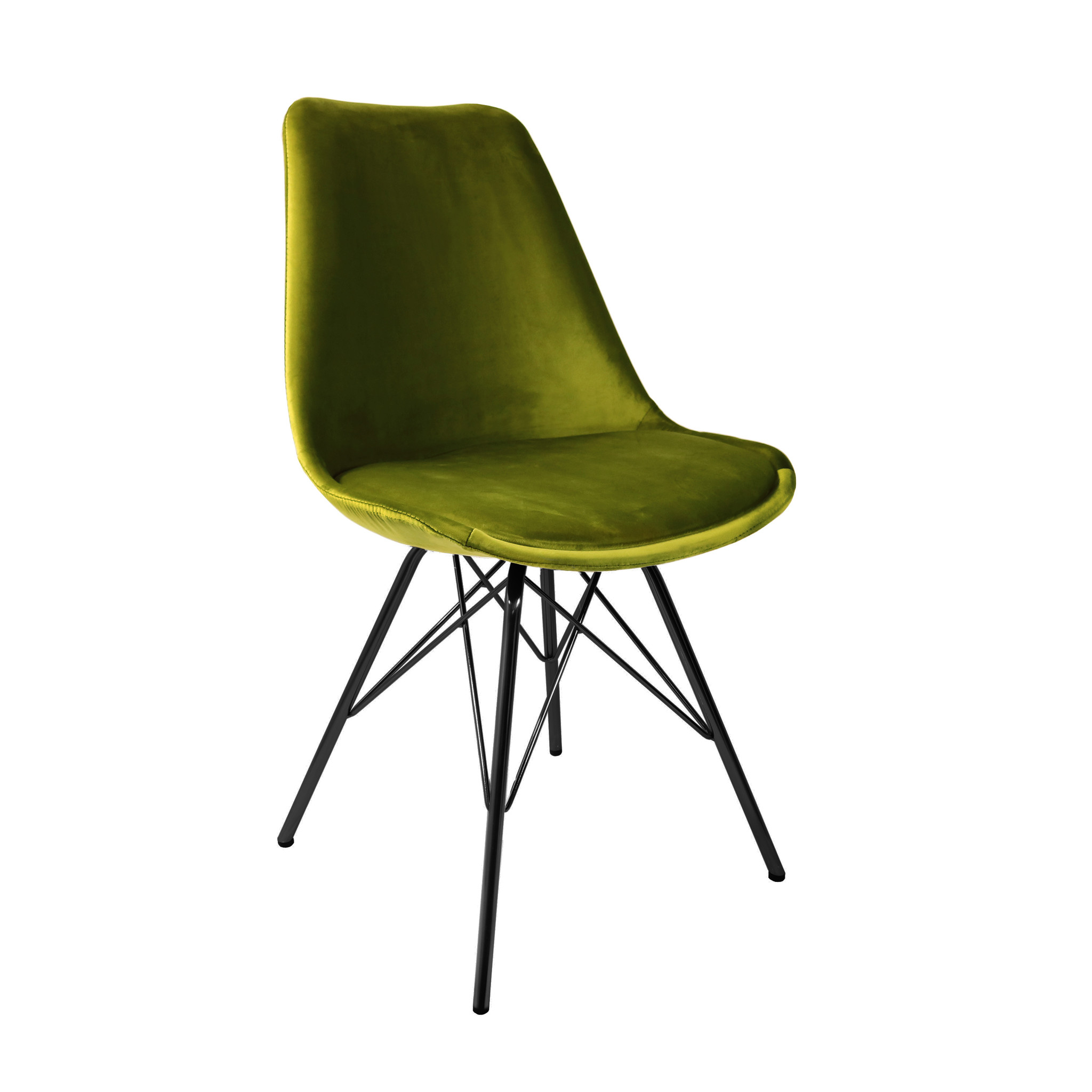 Kick Kuipstoel Velvet Groen Zwart frame Hippe Stoelen