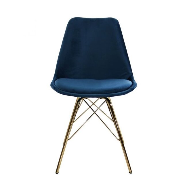 Kick Collection Kuipstoel Velvet Donkerblauw - Goud frame