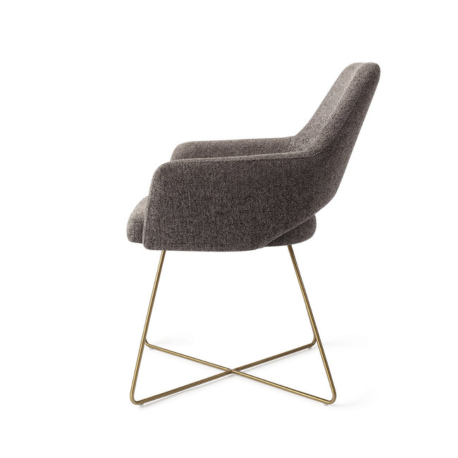 Jesper Home Yanai Eetkamerstoel - Amazing Grey, Cross Gold